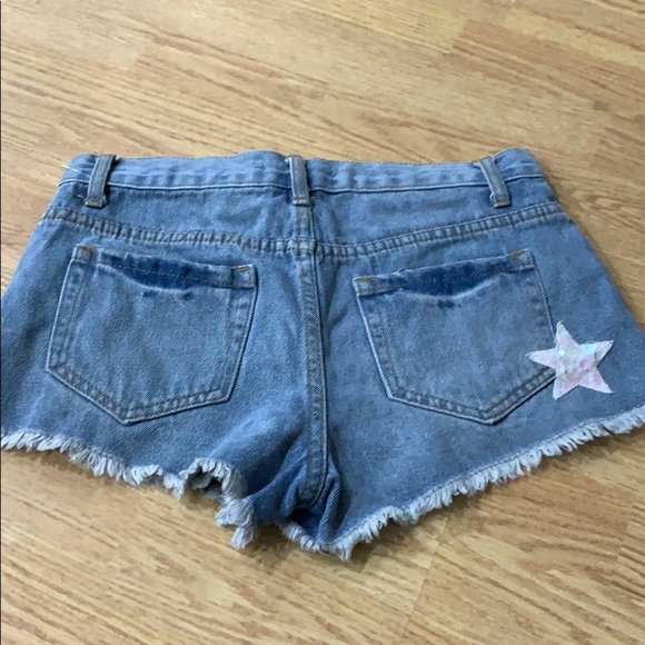 Forever 21 Eras Tour jean cut off shorts with sequins stars - Picture 6 of 7
